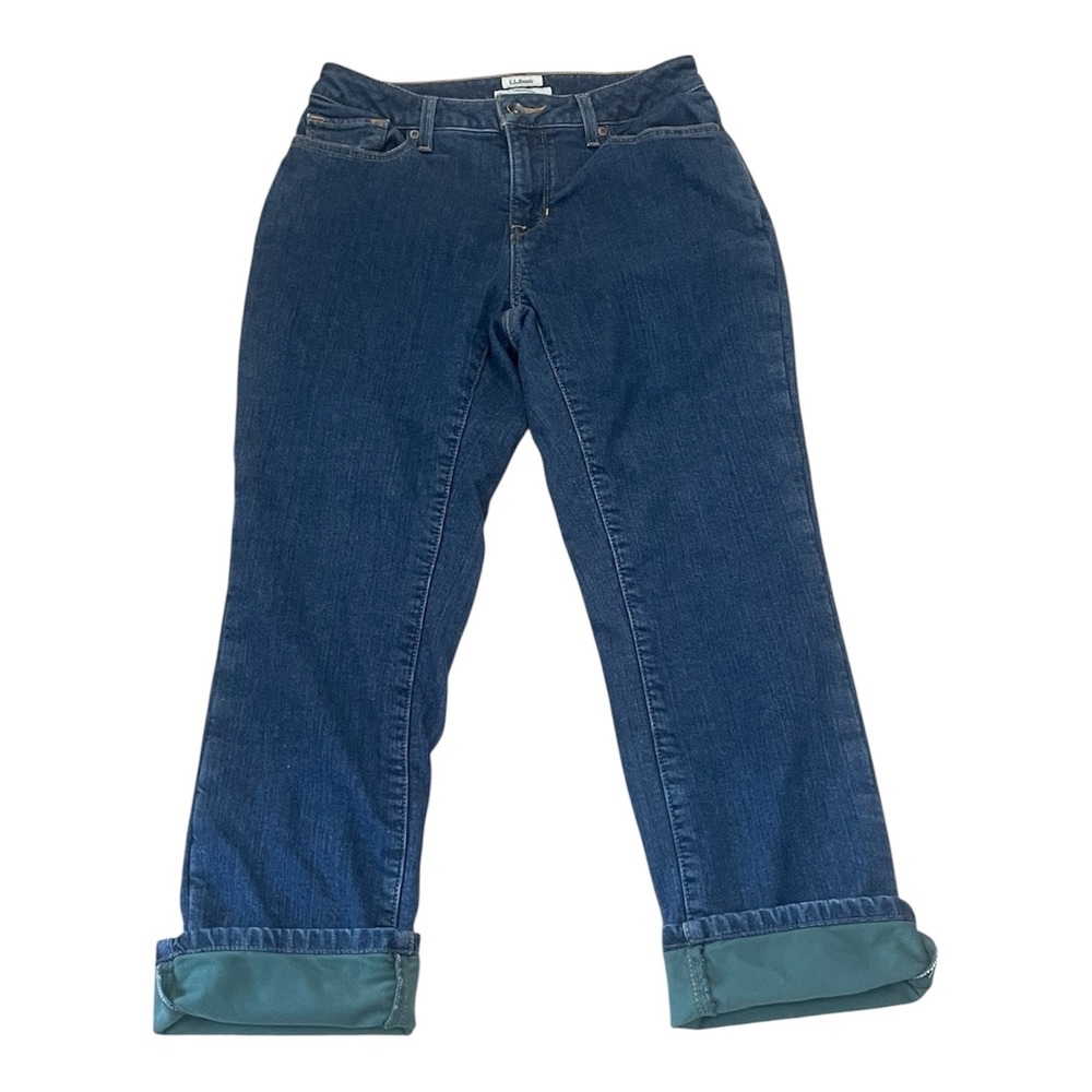 LL Bean Classic Fit Lined Jeans Womens 6‎ Pet Dark Wash Straight Leg Denim